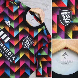 adidas San Jose Earthquakes Size M Colorful Rainbow Jersey LGBTQ+ MLS Pre-Match
